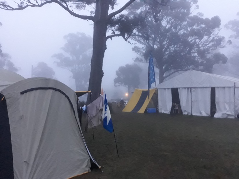 campground in fog