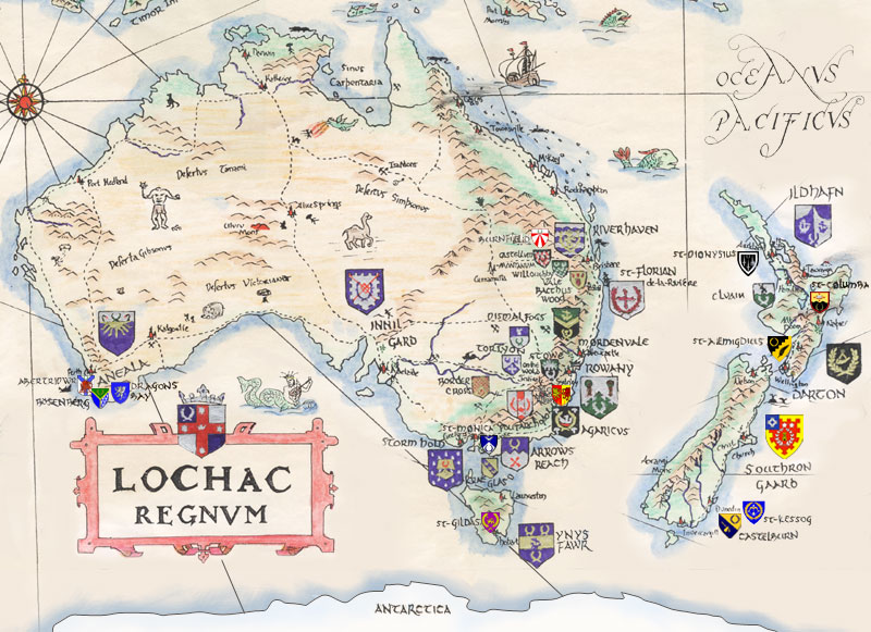 map of the Kingdom of Lochac, created by Baron Benedict Stonhewer of Askerigg